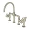Kingston Brass KS2338RX Industrial Style Bridge Kitchen Faucet with Brass Sprayer, Brushed Nickel KS2338RX - alternate 1